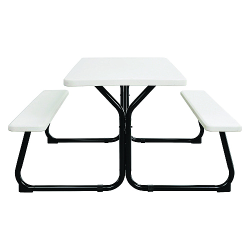 Global Industrial Blow-Molded Plastic Picnic Table, Rectangular, 72 x 60 x 30, White Top, White Base/Legs (695484)