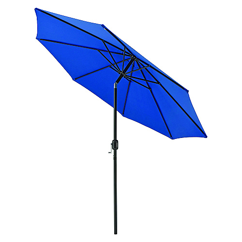 Global Industrial Outdoor Umbrella with Tilt Mechanism, 102" Span, 94" Long, Blue Canopy, Black Handle (436970)
