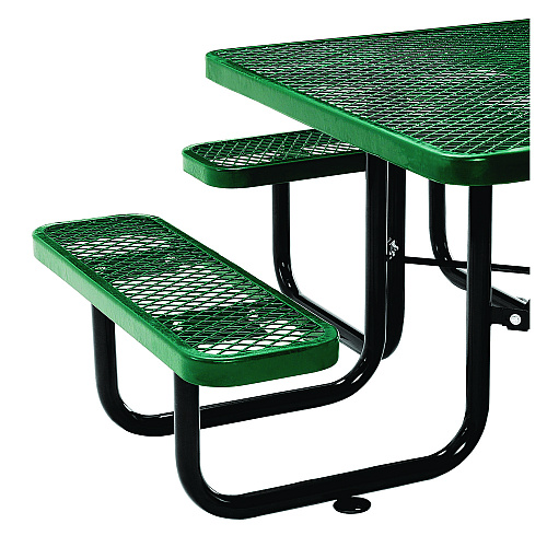 Global Industrial Expanded Steel Picnic Table, Square, 81 x 81 x 29.5, Green Top, Green Base/Legs (277151GN)