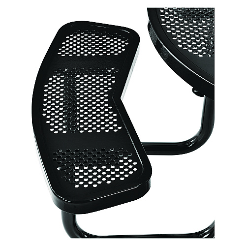 Global Industrial Perforated Steel Picnic Table, Round, 46" Dia x 29.5"h, Black Top, Black Base/Legs (262078BK)