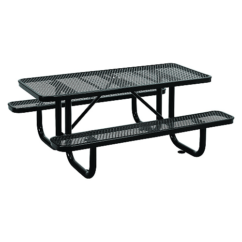 Global Industrial Expanded Steel Picnic Table, Rectangular, 72 x 62 x 29.5, Black Top, Black Base/Legs (277152BK)