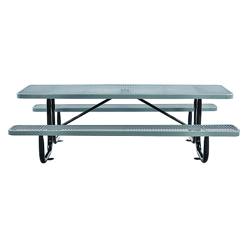 Global Industrial Expanded Steel Picnic Table, Rectangular, 96 x 62 x 29.5, Gray Top, Gray Base/Legs (277153GY)
