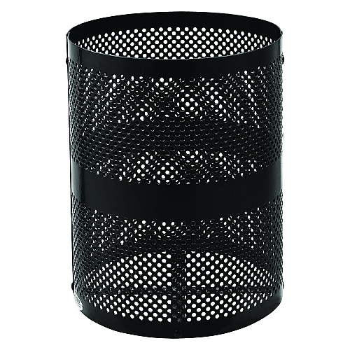 Global Industrial Outdoor Perforated Steel Trash Can with Dome Lid, 36 gal, Steel, Black (261949BK)