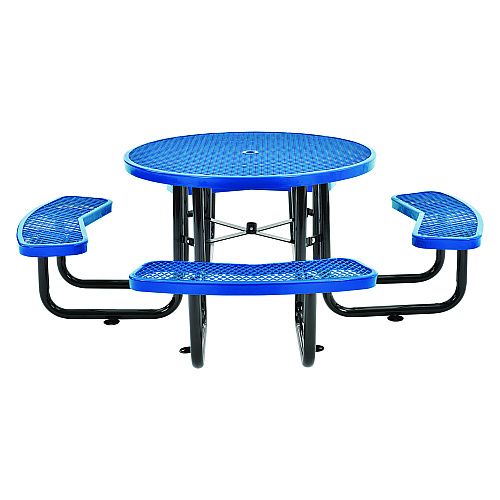 Global Industrial Expanded Steel Picnic Table, Round, 46" Dia x 29.5"h, Blue Top, Blue Base/Legs (277150BL)