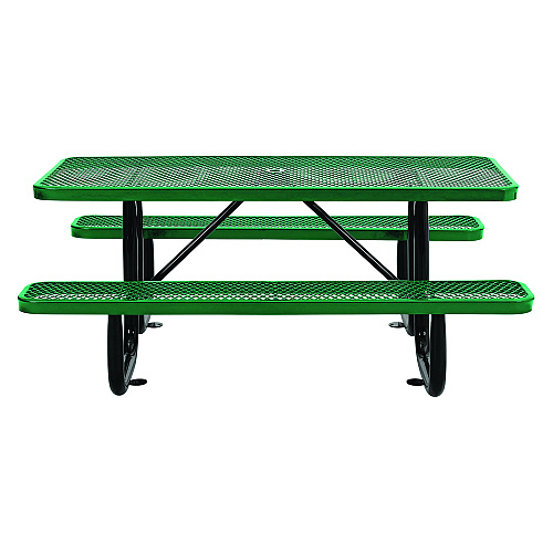 Global Industrial Expanded Steel Picnic Table, Rectangular, 72 x 62 x 29.5, Green Top, Green Base/Legs (277152GN)