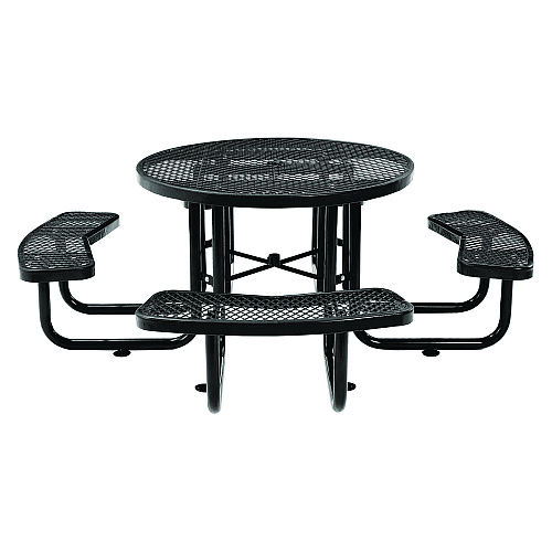 Global Industrial Expanded Steel Picnic Table, Round, 46" Dia x 29.5"h, Black Top, Black Base/Legs (277150BK)