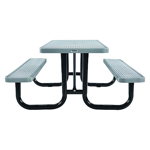 Global Industrial Expanded Steel Picnic Table, Rectangular, 96 x 62 x 29.5, Gray Top, Gray Base/Legs (277153GY)