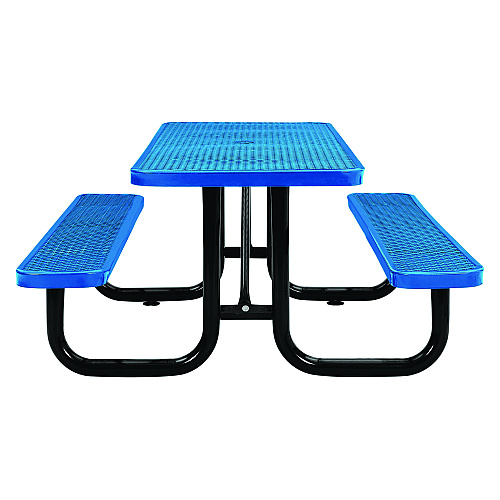 Global Industrial Expanded Steel Picnic Table, Rectangular, 72 x 62 x 29.5, Blue Top, Blue Base/Legs (277152BL)