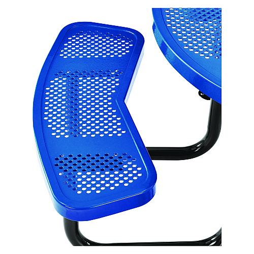 Global Industrial Perforated Steel Picnic Table, Round, 46" Dia x 29.5"h, Blue Top, Blue Base/Legs (262078BL)