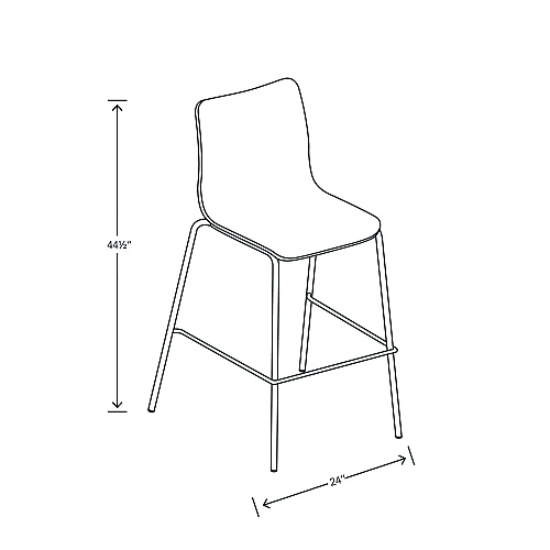 HON Ruck Laminate Stool, Up to 300 lbs, 30" Seat Height, Charcoal Seat, Charcoal Back, Silver Base (RUCK5LSP8)