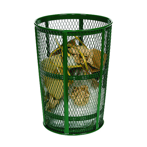 Global Industrial Steel Mesh Corrosion Resistant Trash Can, 48 gal, Green (237634GN)