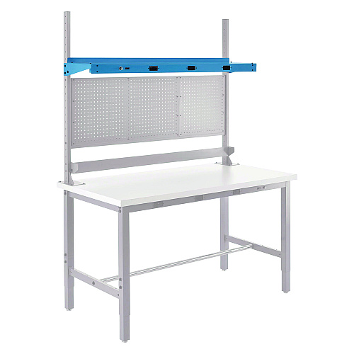 Global Industrial Upper Workbench Shelf, 3 Duplex Outlets, For Use With 72" Wide Workbenches, 100 lb Weight Capacity (249296CBL)