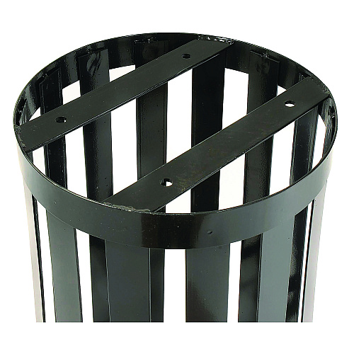 Global Industrial Outdoor Slatted Steel Trash Can, 24 gal, Black (237725BK)