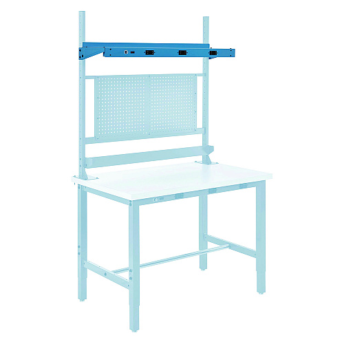Global Industrial Upper Workbench Shelf, 3 Duplex Outlets, For Use With 48" Wide Workbenches, 100 lb Weight Capacity (249294CBL)