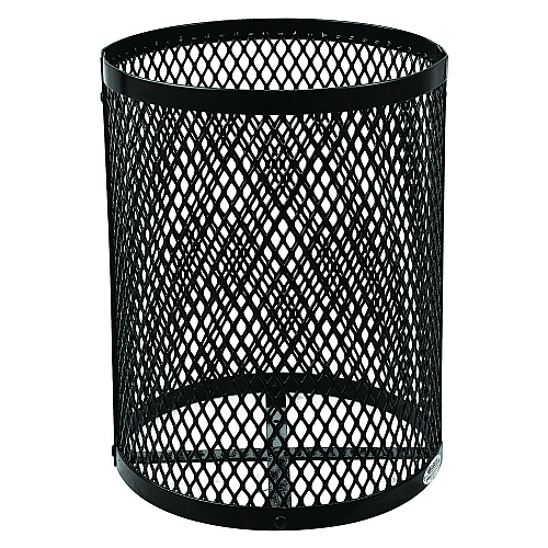 Global Industrial Outdoor Diamond Steel Trash Can, Rain Bonnet Lid, 36 gal, Black (261926BK)