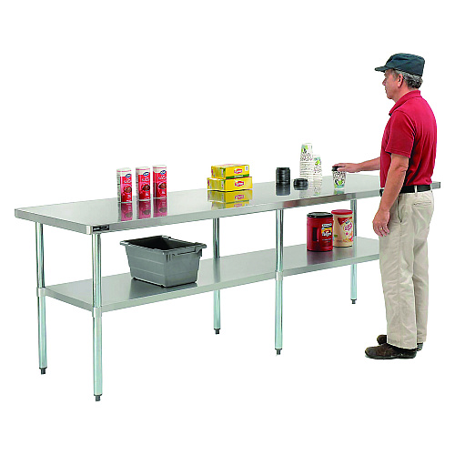 Global Industrial Work Table with Undershelf, Rectangular, 96 x 30 x 35, Silver Top, Silver Base/Legs (319058)