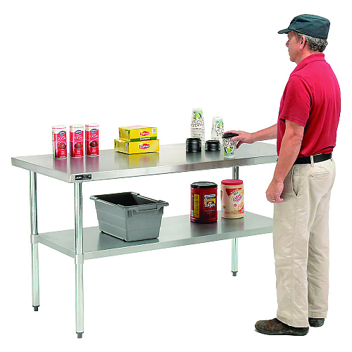 Global Industrial Work Table with Undershelf, Rectangular, 60 x 30 x 35, Silver Top, Silver Base/Legs (319056)