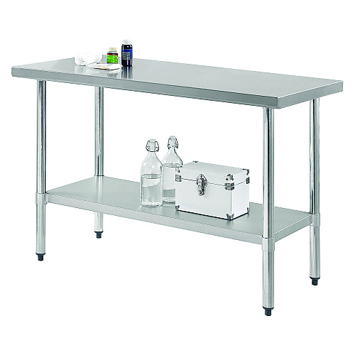 Global Industrial Work Table with Undershelf, Rectangular, 48 x 24 x 35, Silver Top, Silver Base/Legs (319055)
