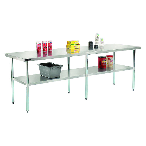 Global Industrial Work Table with Undershelf, Rectangular, 96 x 30 x 35, Silver Top, Silver Base/Legs (319058)