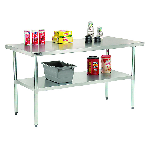 Global Industrial Work Table with Undershelf, Rectangular, 48 x 30 x 35, Silver Top, Silver Base/Legs (493598)