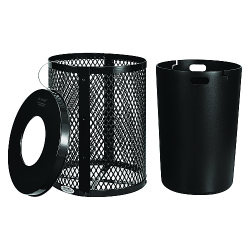 Global Industrial Outdoor Diamond Steel Trash Can, 36 gal, Black (261924BK)