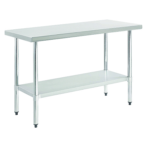 Global Industrial Work Table with Undershelf, Rectangular, 72 x 30 x 35, Silver Top, Silver Base/Legs (319057)