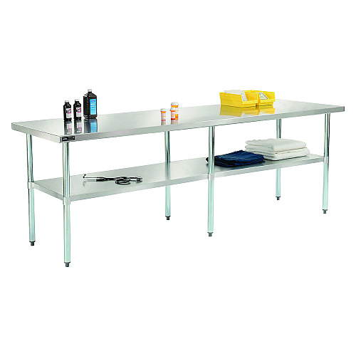 Global Industrial Work Table with Undershelf, Rectangular, 96 x 30 x 35, Silver Top, Silver Base/Legs (319058)