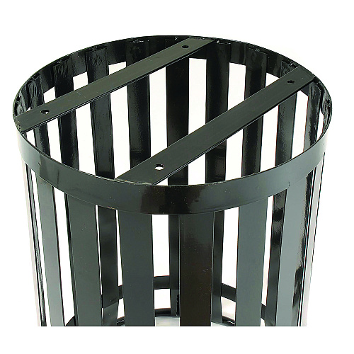 Global Industrial Outdoor Slatted Steel Trash Can, 36 gal, Black (237726BK)