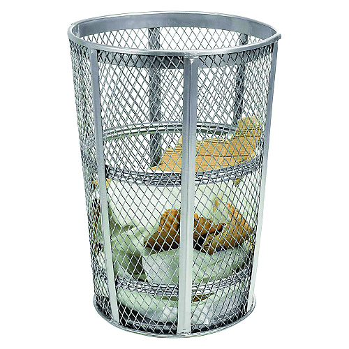 Global Industrial Steel Mesh Corrosion Resistant Trash Can, 48 gal, Silver (237633)
