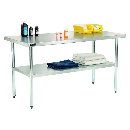 Global Industrial Work Table with Undershelf, Rectangular, 60 x 30 x 35, Silver Top, Silver Base/Legs (319056)