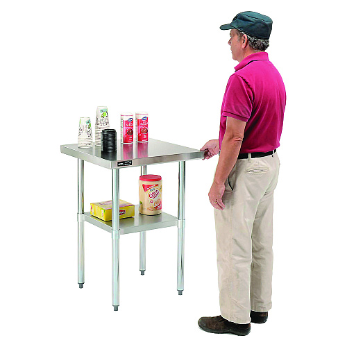 Global Industrial Work Table with Undershelf, Square, 30 x 30 x 35, Silver Top, Silver Base/Legs (493596)