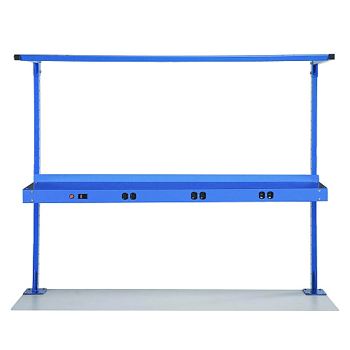 Global Industrial Upper Workbench Shelf, 6 Single Outlets, For Use With 60" Wide Workbenches, 100 lb Weight Capacity (249295ABL)