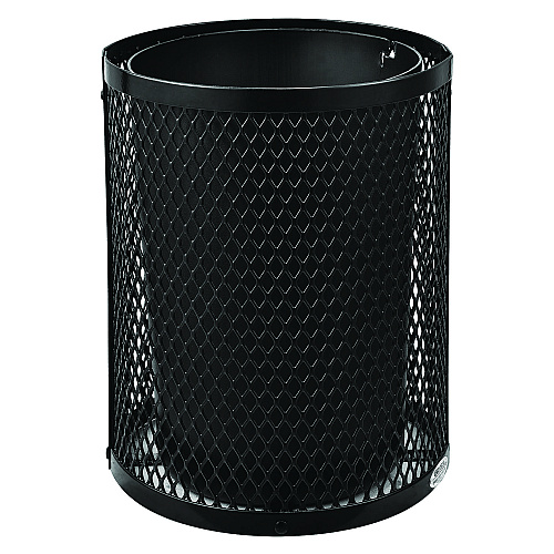 Global Industrial Outdoor Diamond Steel Trash Can, Rain Bonnet Lid, 36 gal, Black (261926BK)