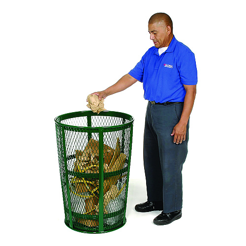 Global Industrial Steel Mesh Corrosion Resistant Trash Can, 48 gal, Green (237634GN)