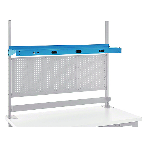 Global Industrial Upper Workbench Shelf, 3 Duplex Outlets, For Use With 72" Wide Workbenches, 100 lb Weight Capacity (249296CBL)