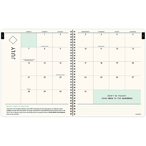 Cambridge GreenPath Academic Year Weekly/Monthly Planner, Floral Artwork, 11 x 9.38, Multicolor Cover, 12-Month: July 2024 to June 2025 (GP46905A)