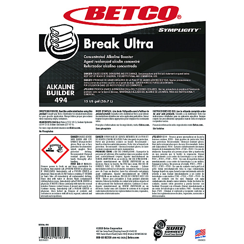 Betco Symplicity Break Ultra Alkaline Booster, 15 gal Drum (4947700)