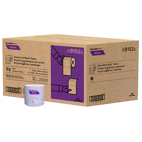 Cascades&reg; Pro Select Standard Toilet Paper, 1-Ply, 1,000-ft. Roll, 96 Rolls (B152)