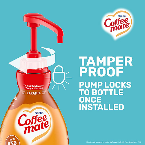 Coffee-mate Liquid Creamer Pump Bottle, Caramel, 50.7 oz Pump Bottle, 2/Carton (73358CT)