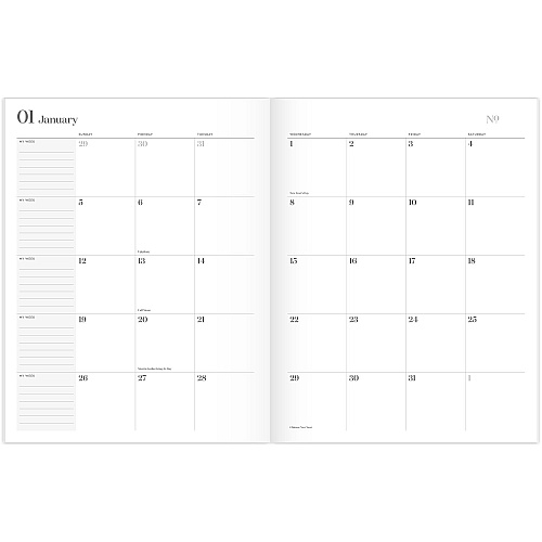 Cambridge Workstyle Monthly Stitched Planner, Geometric Artwork, 11 x 8.5, Seaside Blue/Gold Cover, 12-Month (Jan to Dec): 2025 (160609112)