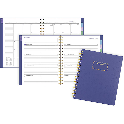 AT-A-GLANCE Badge Geo Weekly/Monthly Planner, 8.88 x 7.69, Purple/Gold Cover, 13-Month: Jan 2025 to Jan 2026 (1722G805)