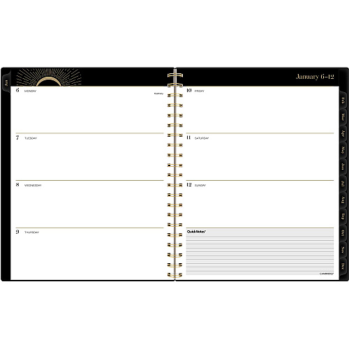 Cambridge Radiate Weekly/Monthly Planner, Stylized Solar-Eclipse Artwork, 11 x 9.25, Black/Gold Cover, 12-Month (Jan to Dec): 2025 (1725905)