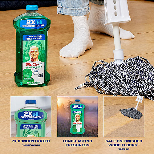 Mr. Clean Multipurpose Cleaning Solution with Febreze, Meadows and Rain, 64 oz Bottle (10725EA)