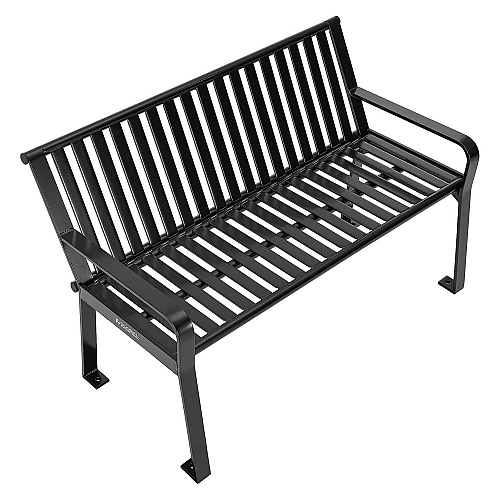 Global Industrial Steel Slat Benches with Back, 48 x 27 x 31, Black (694853BKKD)