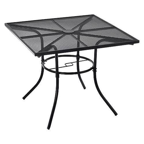Global Industrial Interion Mesh Cafe Table and Chair Sets, Square, 48 x 48 x 29, Black Top, Black Base/Legs (695973)
