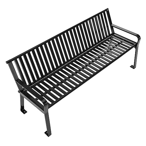 Global Industrial Steel Slat Benches with Back, 72 x 26 x 31, Black (694854BKKD)