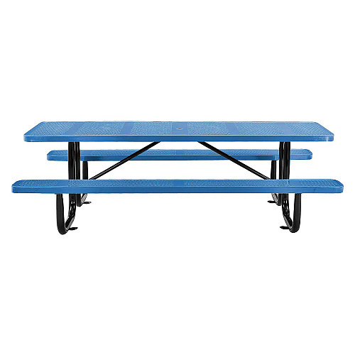 Global Industrial Perforated Steel Picnic Table, Rectangular, 72 x 62 x 29.5, Blue Top, Blue Base/Legs (694555BL)