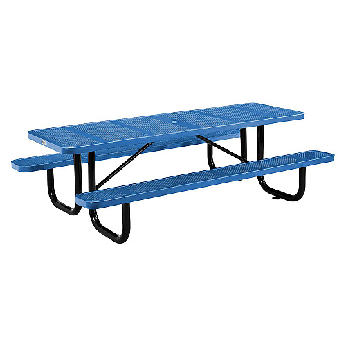 Global Industrial Perforated Steel Picnic Table, Rectangular, 72 x 62 x 29.5, Blue Top, Blue Base/Legs (694555BL)