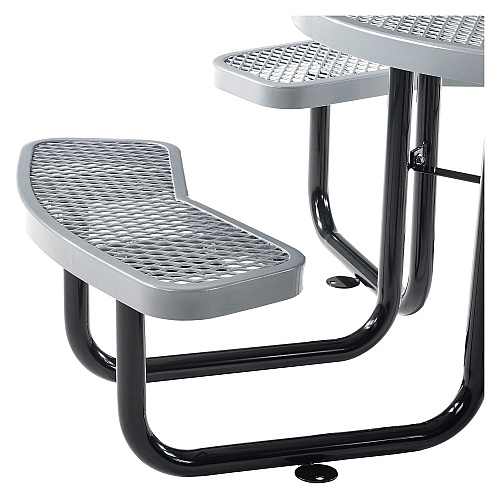 Global Industrial Expanded Steel Picnic Table, Round, 46" Dia x 29.5"h, Gray Top, Gray Base/Legs (277150GY)