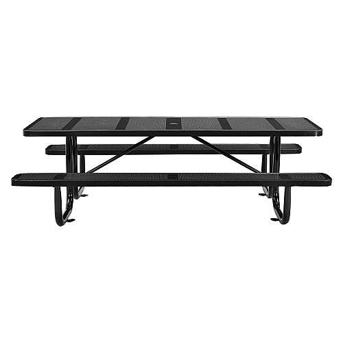 Global Industrial Perforated Steel Picnic Table, Rectangular, 72 x 62 x 29.5, Black Top, Black Base/Legs (694555BK)